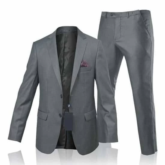 Ensemble Costume Homme , 2 Pièces , 2 Boutons Veste + Pantalon, Gris souris