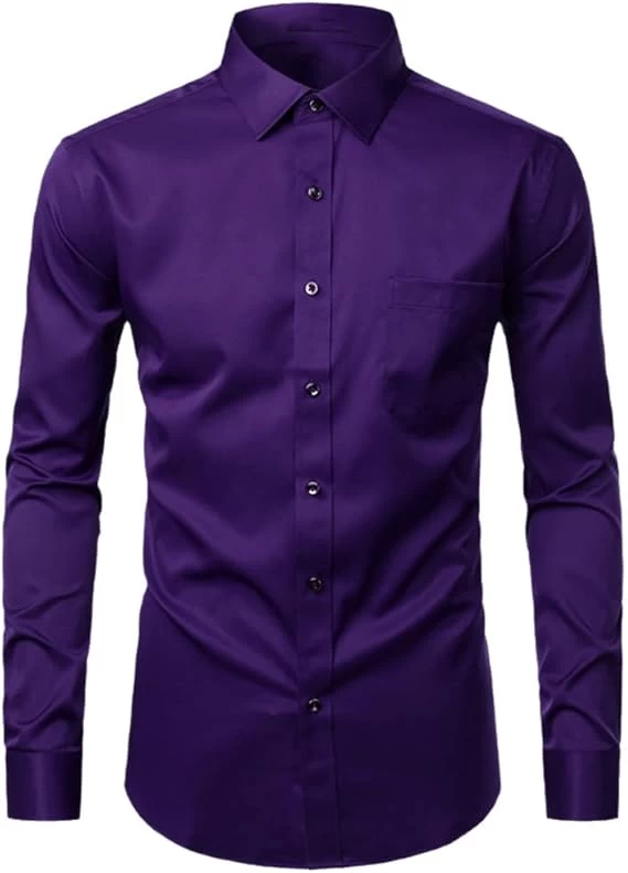 Purple Slim Fit Long Sleeve Casual and Business Mens Shirts