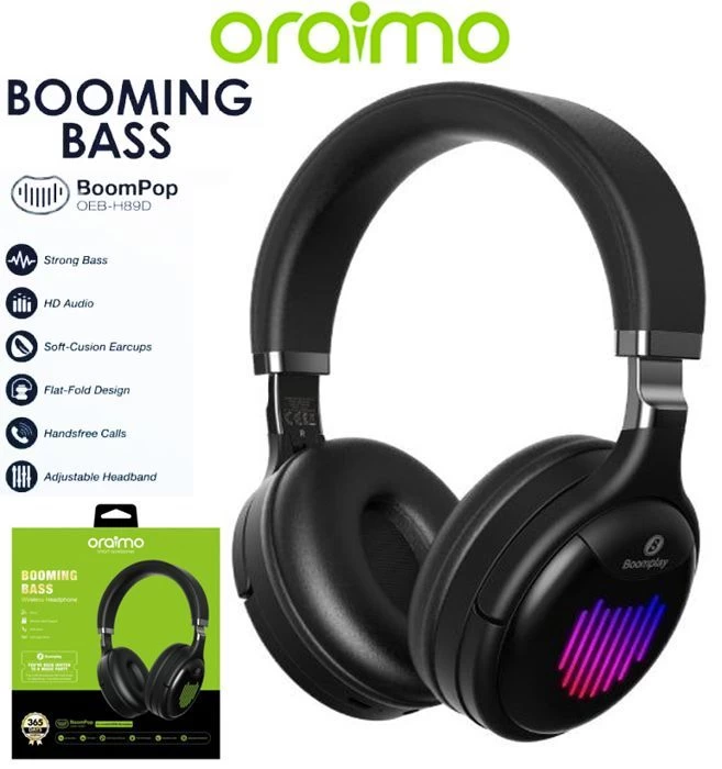 Oraimo Bluetooth Headphones - BoomPlay - BoomPop OEB-H89D - 6 Months Warranty