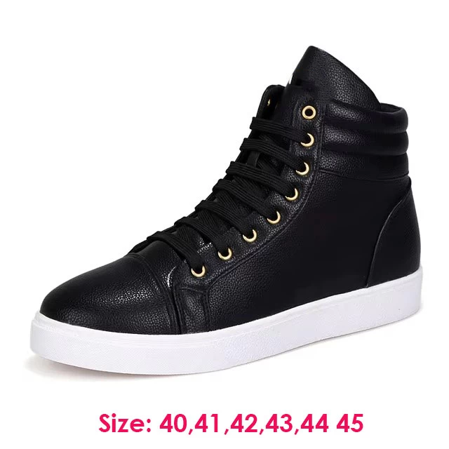 Louis Vitton Black Men's Casual Shoes High Top Premium Leather Fashion Sneakers