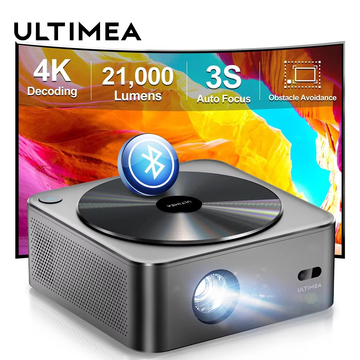 Ultimea Native 1080P Smart Projector - Auto Focus - 700 ANSI - WiFi 6 and Bluetooth 5.2 - 6 Months