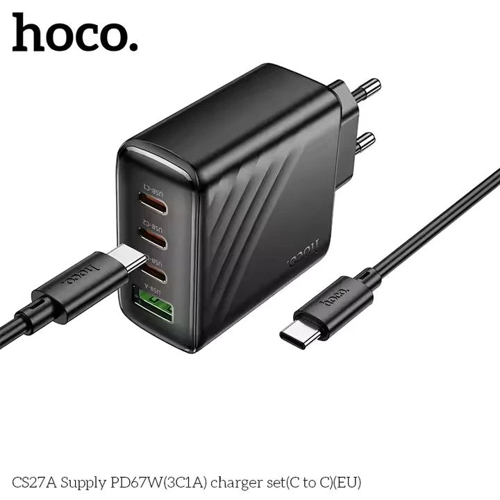 HOCO CS27A PD65W Adapter Fast charger USB-A Type-C Travel Wall Charger For Mobile Phone, laptops