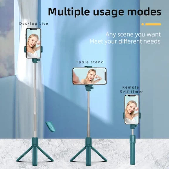 Wireless Selfie Stick Mini Tripod Extendable Monopod with fill light Remote shutter For IOS Android phone