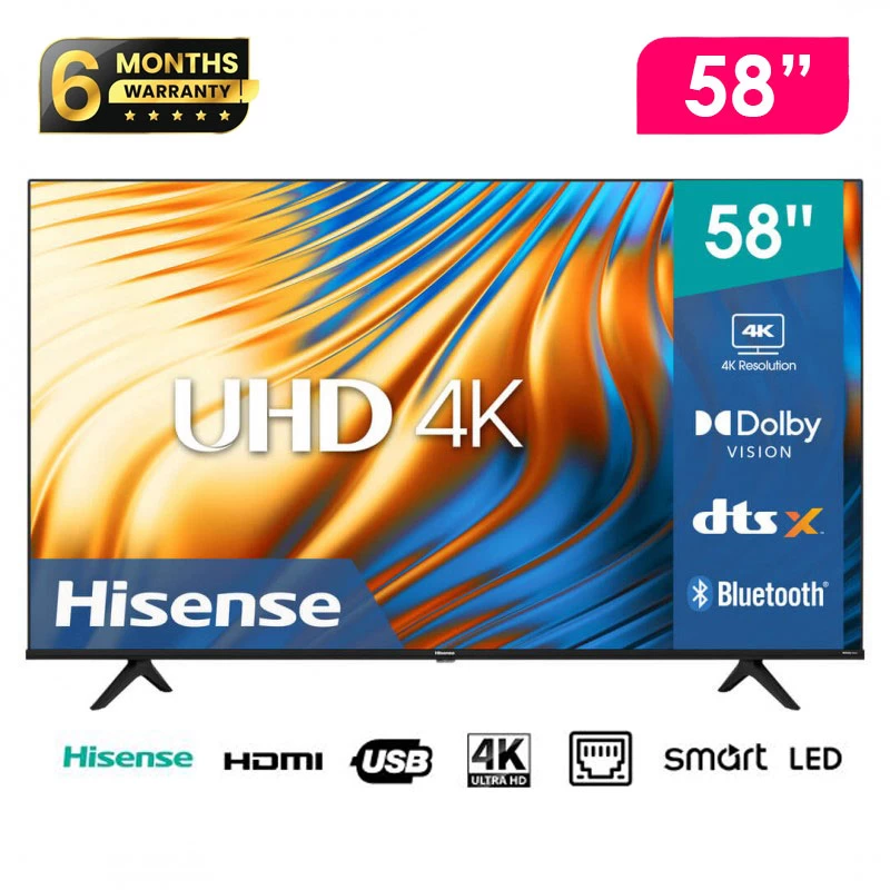 Smart Hisense TV 58A6H with UHD 4K TV 06 months Warranty